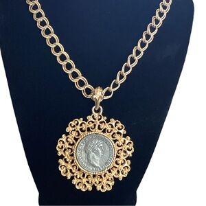 Vintage Roman Caesar Coin Necklace